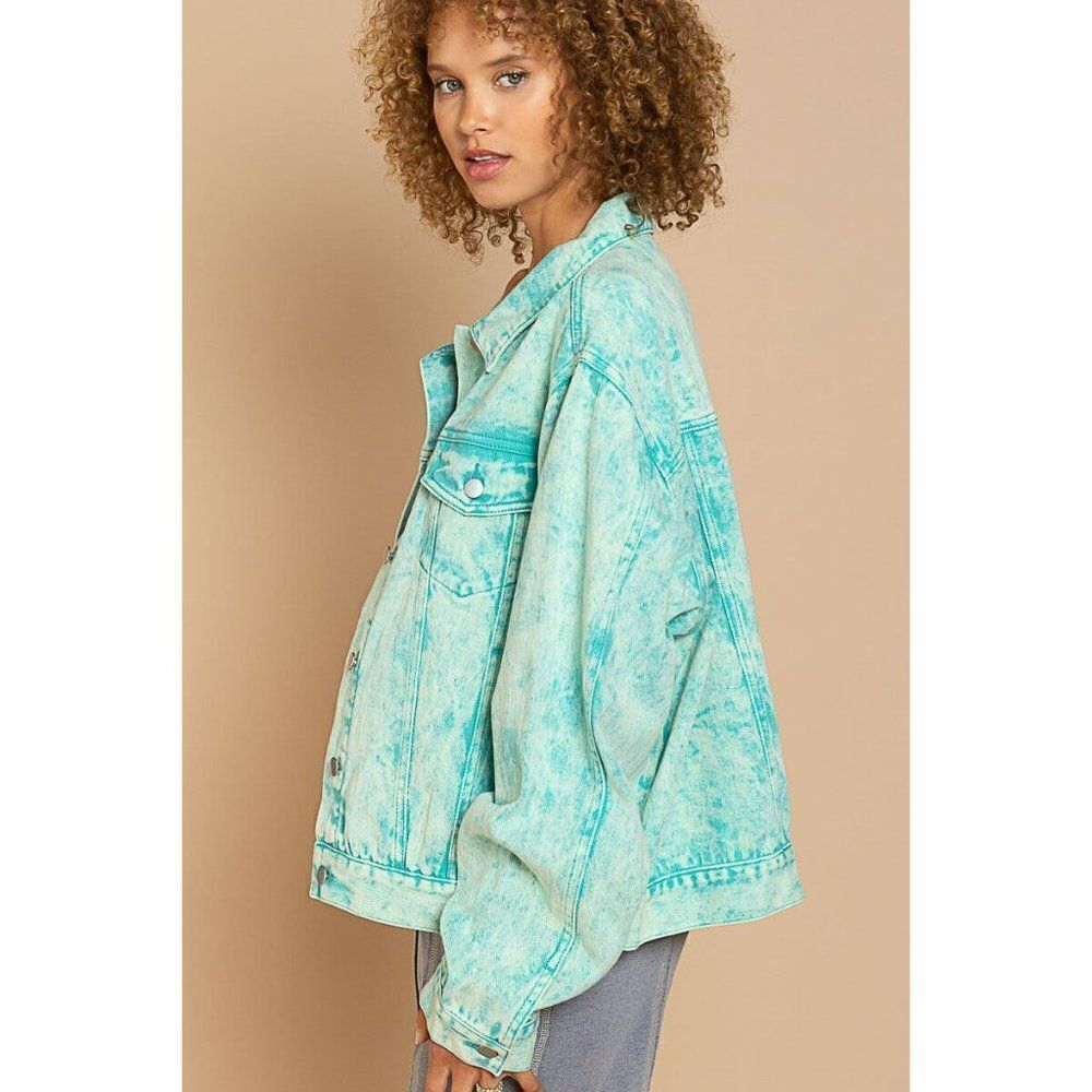 SALE! POL CLOTHING Vintage Aqua Denim Acid Washed Jacket Button Up New S-L TWJ45 - Picture 9 of 11